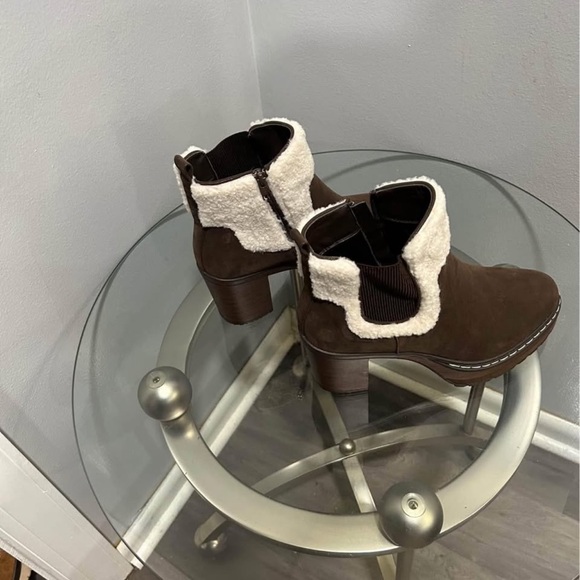 Pierre Dumas Shoes - Pierre Dumas Brown and Cream Heeled Boots